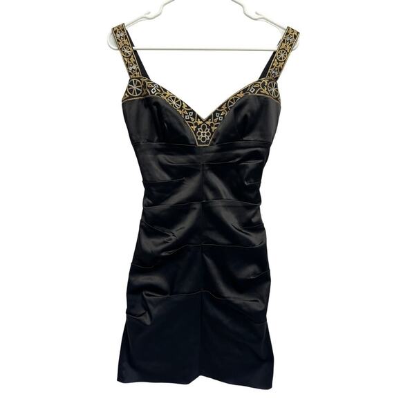 Nicole Miller Collection Women Dress Corset Style V Neck Embroidered Witchygoth - Picture 1 of 12